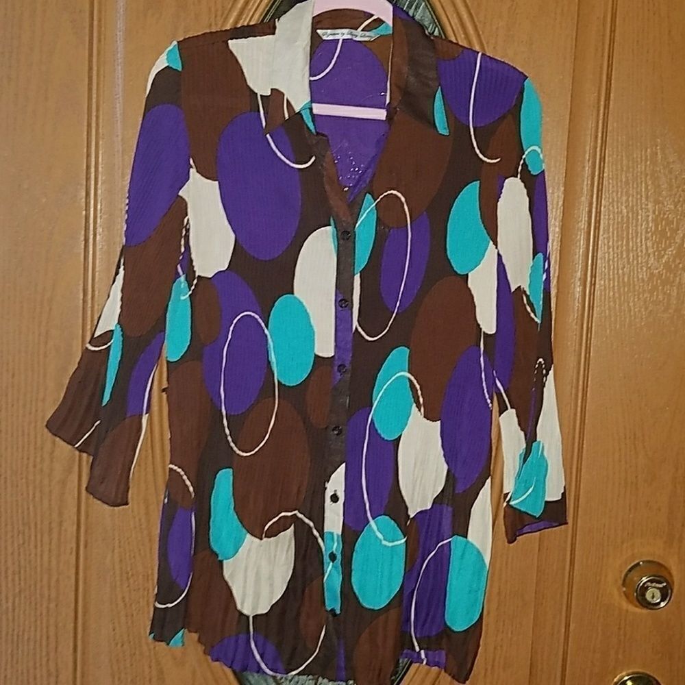 Signature by Larry Levine crinkle blouse SZ XL